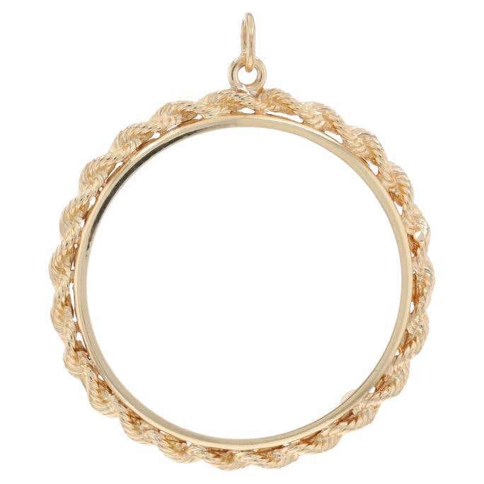 1OZ Canadian Maple Leaf Coin Necklace with Rope Halo 14k Yellow Gold ...