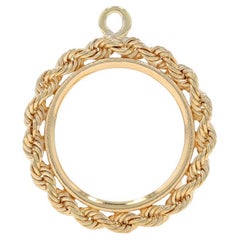 Gelbgold-Münzenhalter-Anhänger - 14k Rope Border