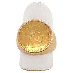 French Coin Ring 24 Carats Napoleon III Emperor Yellow Gold