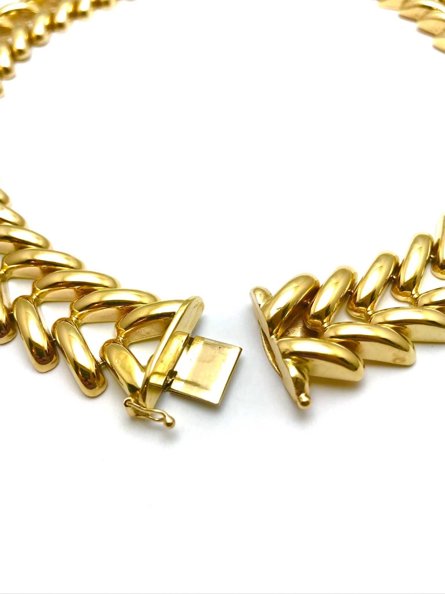 Women's or Men's Yellow Gold Collar Necklace