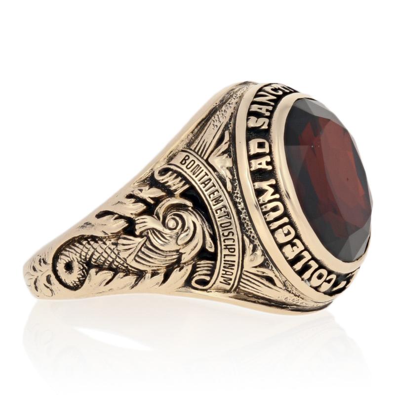 Gelbgold College of Mount Saint Vincent Klasse Ring, 14k Synthetisches Spinell (Gemischter Schliff)