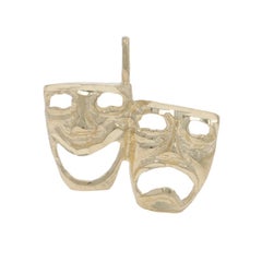 Yellow Gold Comedy & Tragedy Drama Masks Pendant - 14k Sock & Buskin