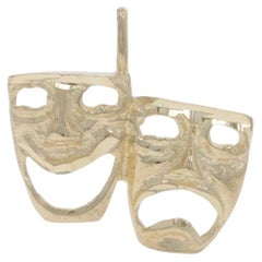 Yellow Gold Comedy & Tragedy Drama Masks Pendant - 14k Sock & Buskin