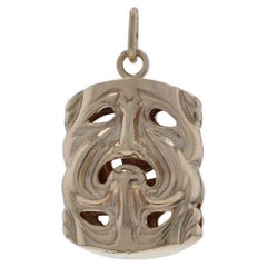 Yellow Gold Comedy & Tragedy Drama Theatre Masks Pendant 14k Sock & Buskin Charm