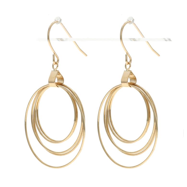 Orecchini a cerchio concentrico in oro giallo 14k con cerchi a cerchio forato In condizioni ottime in vendita a Greensboro, NC