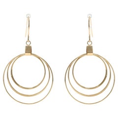 Orecchini a cerchio concentrico in oro giallo 14k con cerchi a cerchio forato