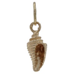 Yellow Gold Conch Seashell Charm - 14k Ocean Life Beach