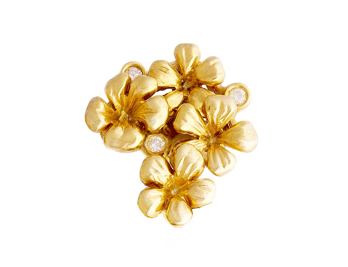 Clips d'oreilles contemporains en or jaune avec diamants de l'artiste en vente 4
