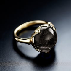 Moderner Modering aus Gelbgold mit Rauchquarz und Diamanten