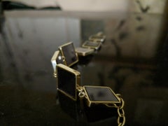 Yellow Gold Contemporary Link Bracelet with Quartzes by Artist