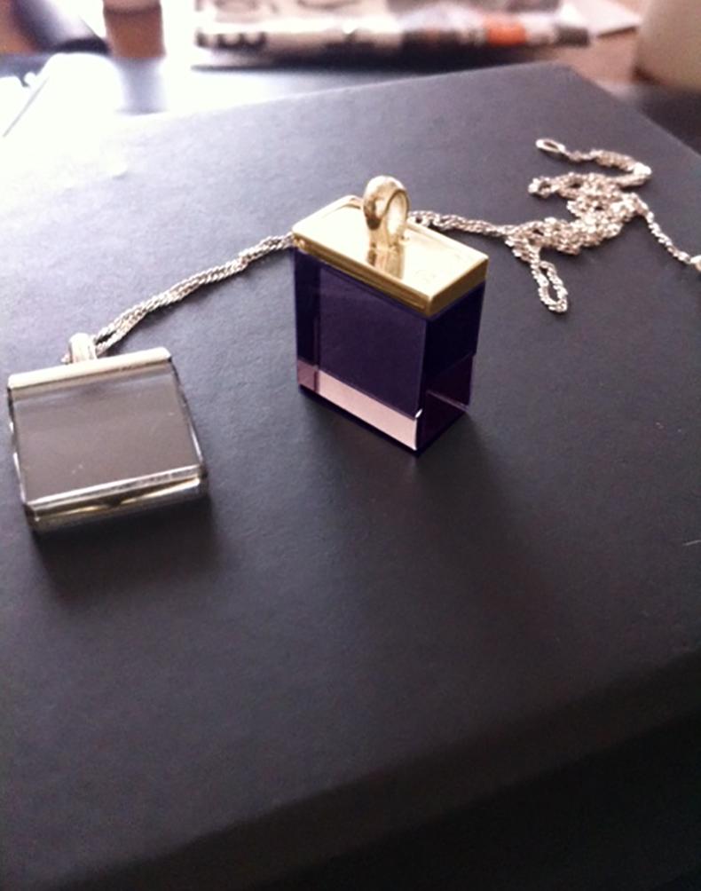 Mixed Cut Yellow Gold Contemporary Pendant Necklace with Amethyst For Sale