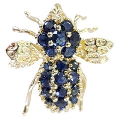 Vintage Yellow Gold Convertible Sapphire Bee Pin Pendant