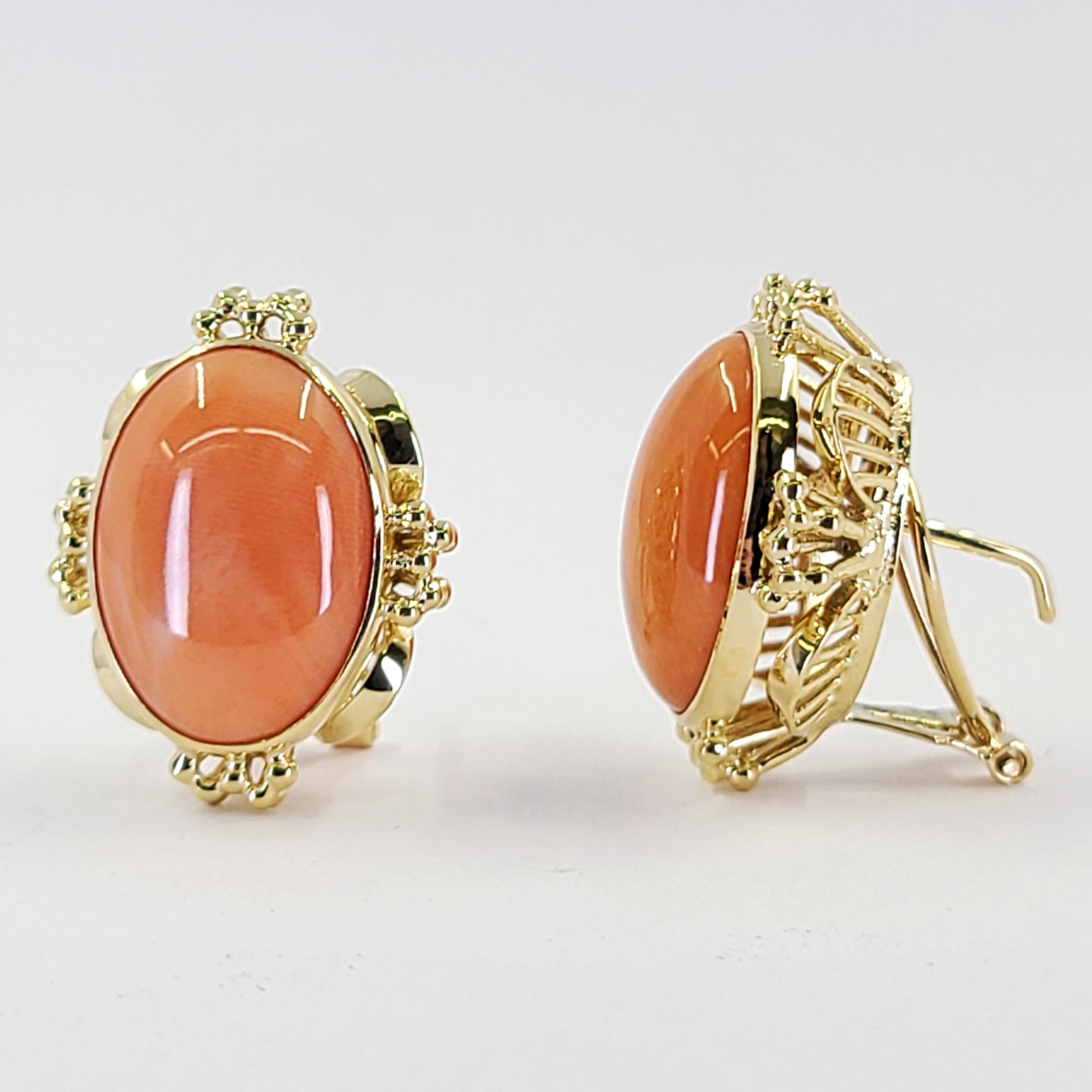 coral ear studs gold