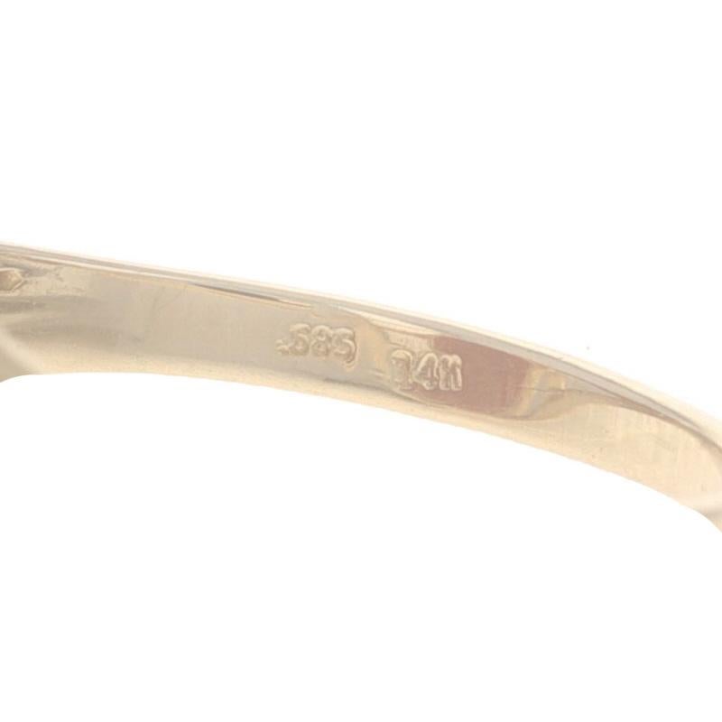 Yellow Gold Coral Cocktail Solitaire Bypass Ring - 14k Oval Cabochon For Sale 2