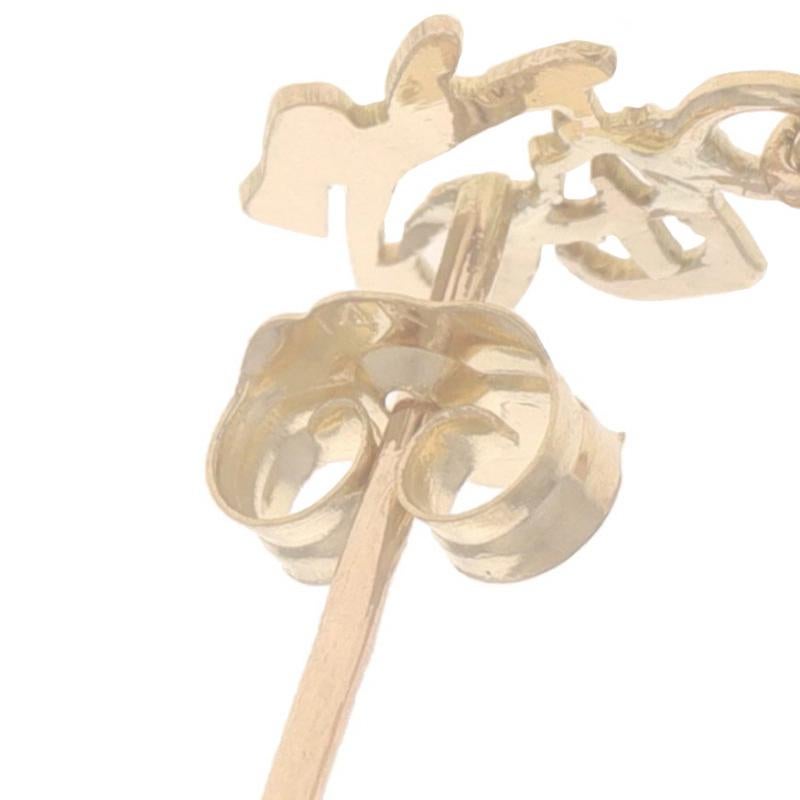 Pendants d'oreilles en or jaune 14 carats représentant le caractère de bonne chance chinois Fu Pour femmes en vente