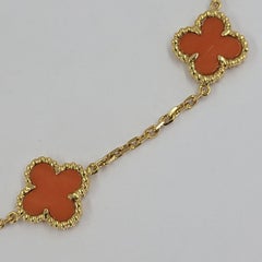 Yellow Gold & Coral Flower Station Necklace