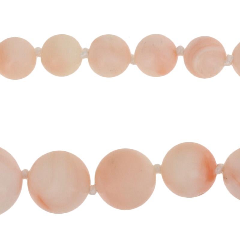 Metal Content: Guaranteed 14k Gold as stamped

Stone Information: 
Genuine Coral
Bead Diameter Range: 6mm - 11mm
Clasp's Stone Size: 12.1mm x 9.6mm

Measurements: 
Length: 19