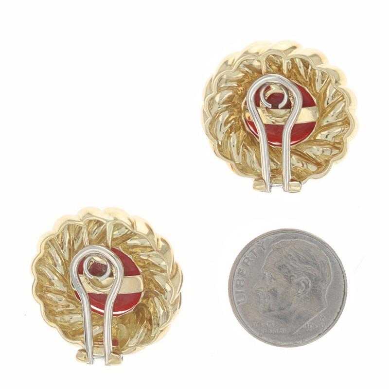 Gelbgold Koralle Vintage Große Ohrstecker - 18k Clip-Ons Damen im Angebot
