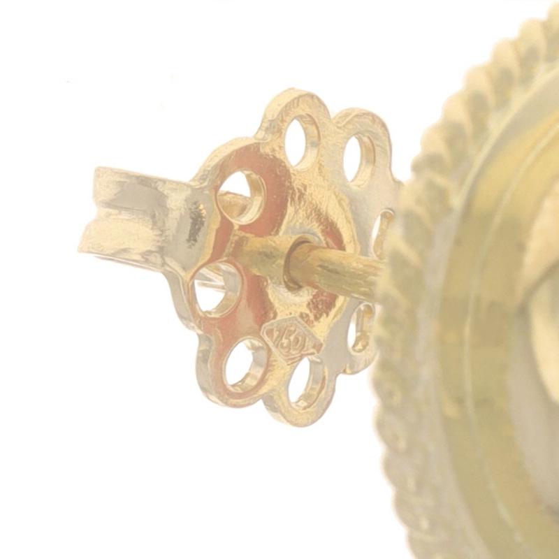 Gelbgold Koralle Vintage Große Ohrstecker - 18k Oval Cabochon durchbohrt im Angebot 2