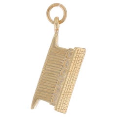 Yellow Gold Covered Bridge Charm -14k Transportation Connection Structure Travel