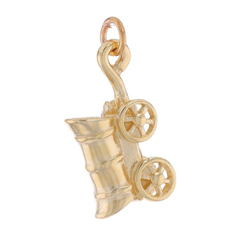Metal Content: 14k Yellow Gold

Theme: Covered Wagon, Prairie Schooner

Measurements

Tall (from stationary bail): 27/32