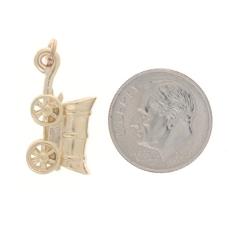 Women's or Men's Yellow Gold Covered Wagon Charm - 14k Prairie Schooner Transportation