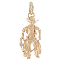 Yellow Gold Cowboy Charm - 14k Western Roping