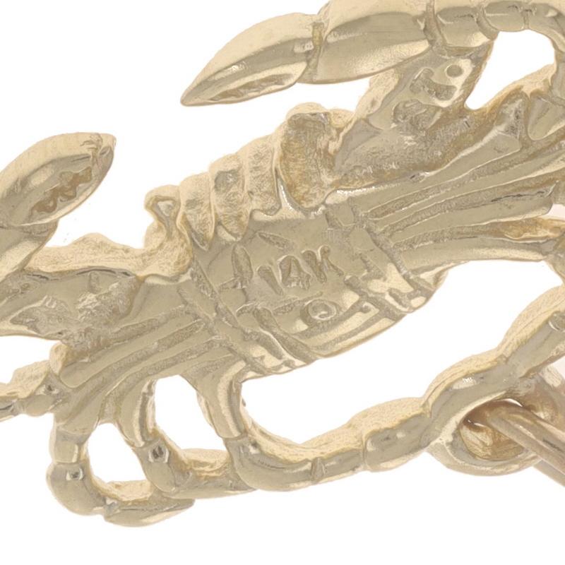 Yellow Gold Crab Charm - 14k Crustacean Shellfish Pendant For Sale 1