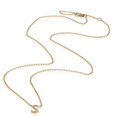 Yellow Gold  Cream Enamel Mini Initial S Pendant