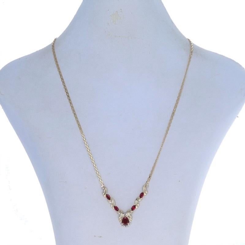 Halskette aus Gelbgold mit Rubin und Diamanten 18 1/4