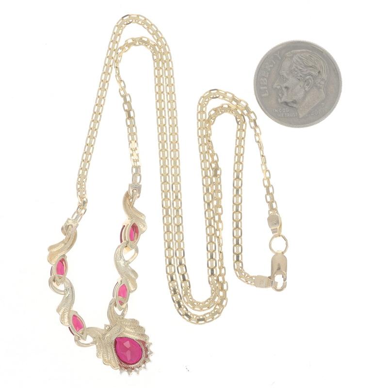 Halskette aus Gelbgold mit Rubin und Diamanten 18 1/4