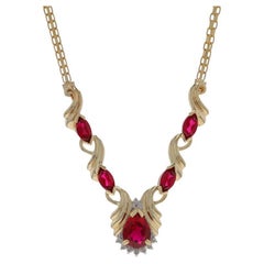 Halskette aus Gelbgold mit Rubin und Diamanten 18 1/4" -10k Birne & Marq 2,45ctw