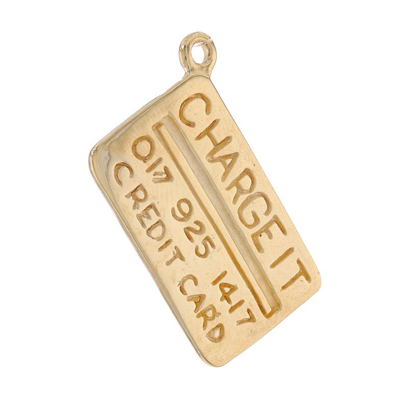 Metal Content: 14k Yellow Gold

Theme: Credit Card Shopping

Measurements

Tall (from stationary bail): 1 3/32