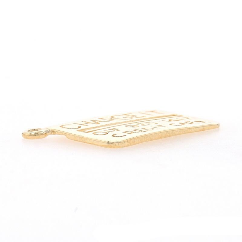 Yellow Gold Credit Card Charm - 14k Shopping Charge It In Excellent Condition In Greensboro, NC