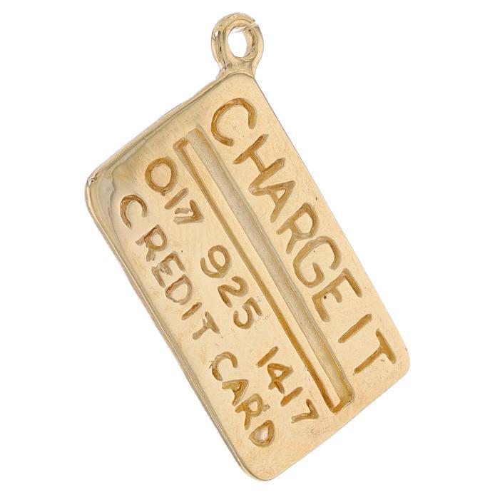 Yellow Gold Credit Card Charm - 14k Shopping Charge It For Sale