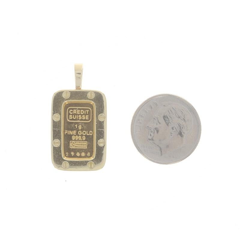 Pendentif Credit Suisse 1 gramme en or jaune 18 carats et pure 999 en vente 1