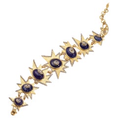 Yellow Gold Crescent Bracelet with Tanzanite and 4.12 Carat Diamonds
