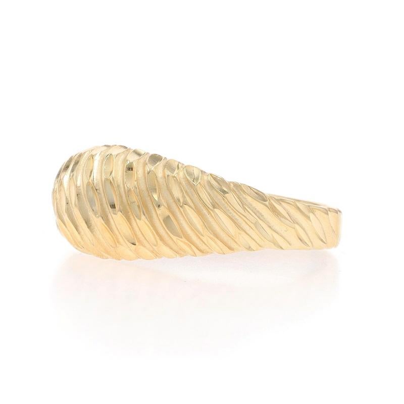 Women's Yellow Gold Crescent Dome Statement Ring - 14k Etched For Sale