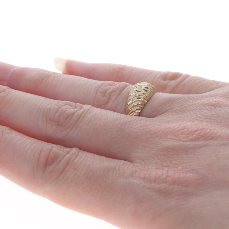 Yellow Gold Crescent Dome Statement Ring - 14k Etched For Sale 1