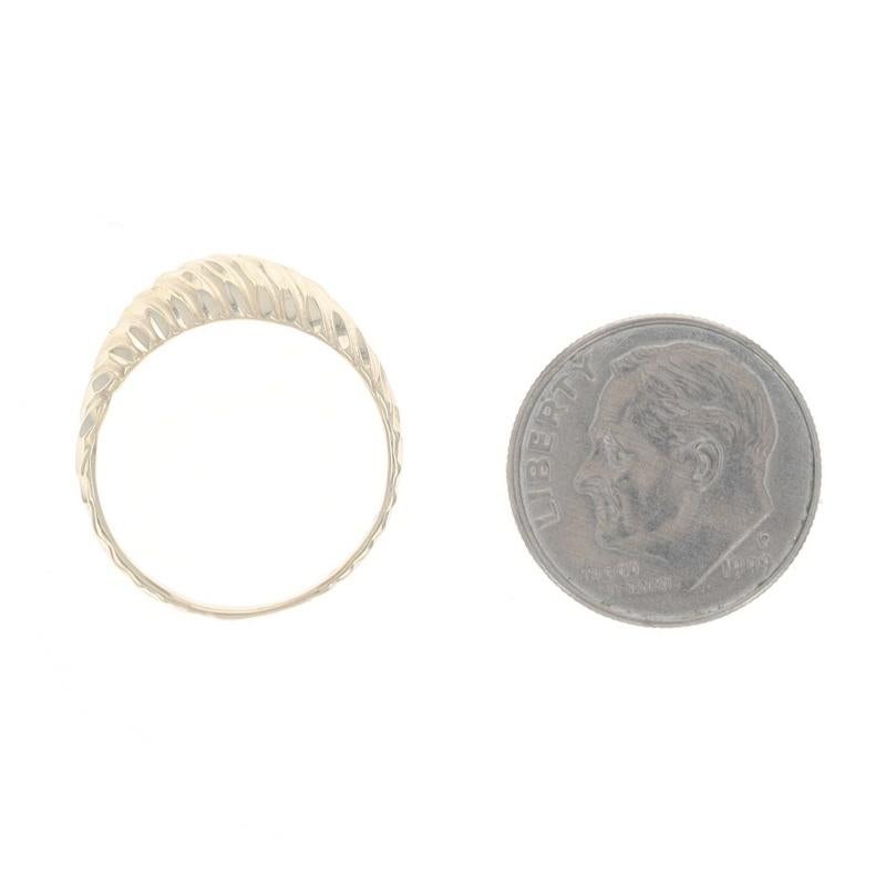 Yellow Gold Crescent Dome Statement Ring - 14k Etched For Sale 2