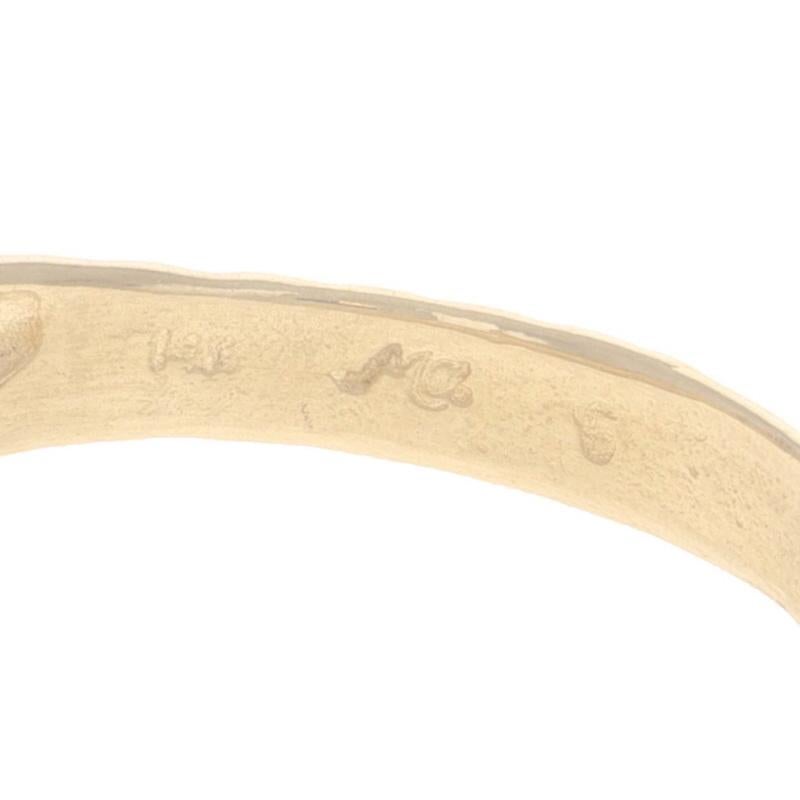 Yellow Gold Crescent Dome Statement Ring - 14k Etched For Sale 3