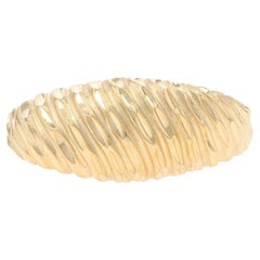 Yellow Gold Crescent Dome Statement Ring - 14k Etched