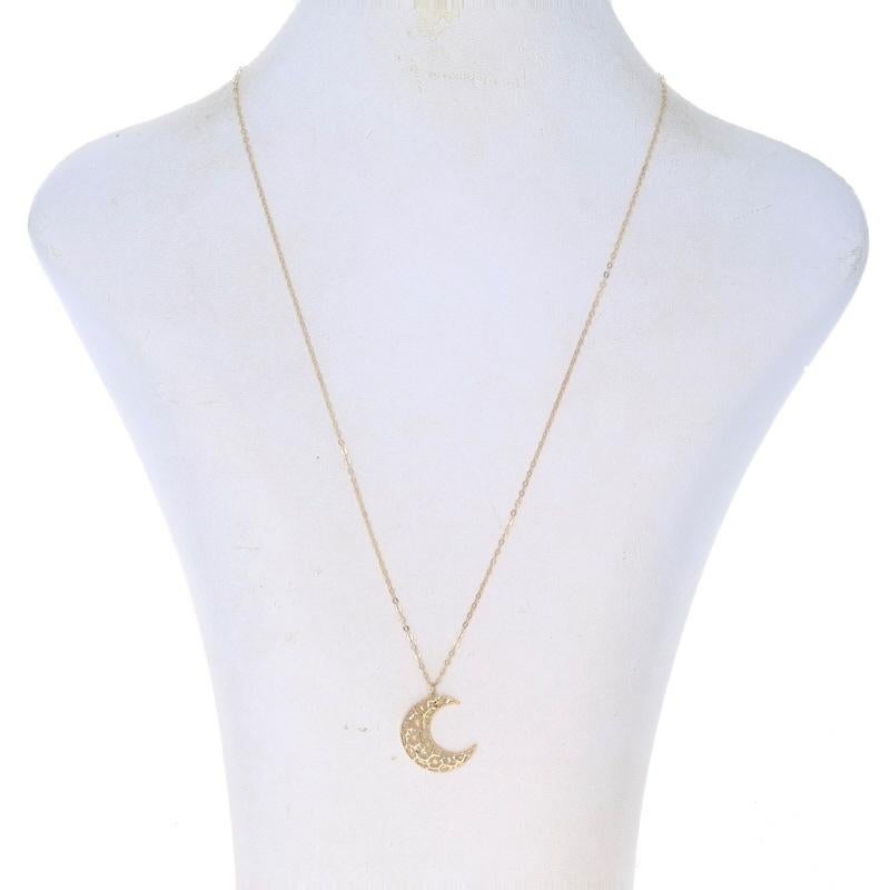 Yellow Gold Crescent Moon Necklace 18 1/4