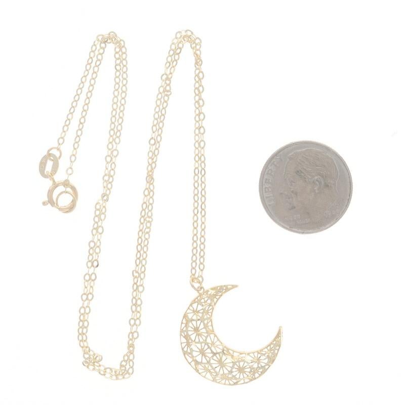 Women's Yellow Gold Crescent Moon Necklace 18 1/4