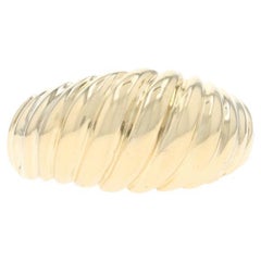 Bague en or jaune avec anneau en forme de croissant de lune 14k et côtes