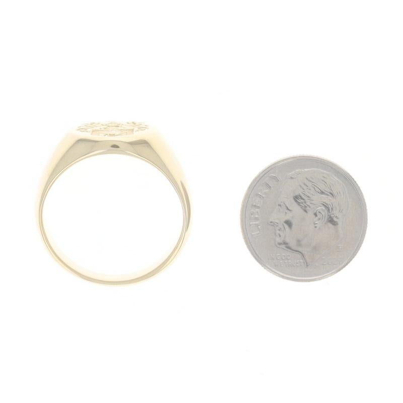 Bague chevalière en or jaune - 18k Armoiries Excellent état à Greensboro, NC