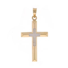 Yellow Gold Cross Duo Pendant - 14k Faith