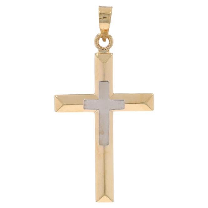 Yellow Gold Cross Duo Pendant - 14k Faith
