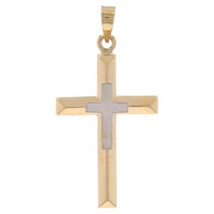 Yellow Gold Cross Duo Pendant - 14k Faith