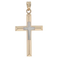 Yellow Gold Cross Duo Pendant - 14k Faith